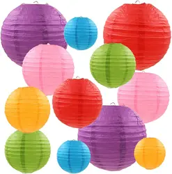 Wholesale Customized Printing Chinese Hanging Round Colorful Paper Lamp Paper Lanterns