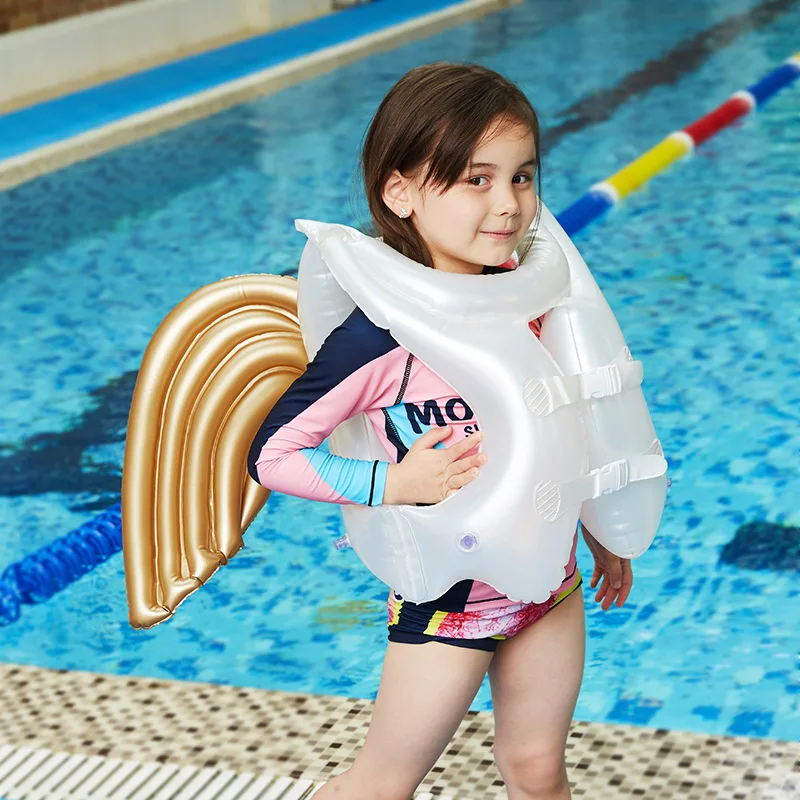Factory OEM Custom PVC Fabric Baby Adult Wrist Fishing Angle Wing Air Swimming Pool Float Inflatable Swim Suit Life Vest Jacket