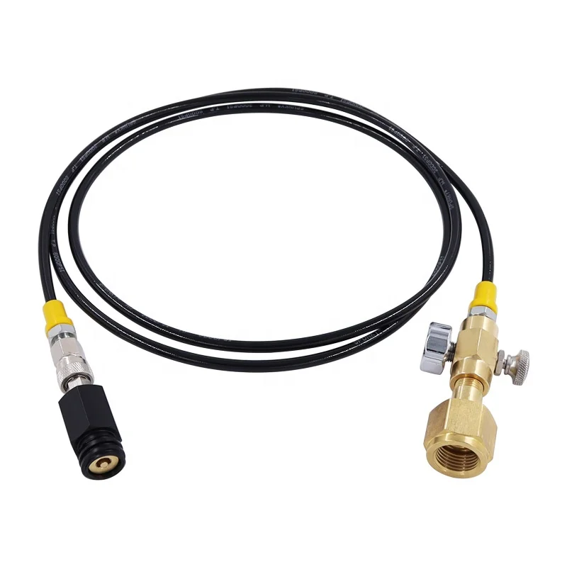 2m High Pressure Hose Adapter Filling Gas Hose with 2000psi Pressure Gauge for Soda Maker Machine