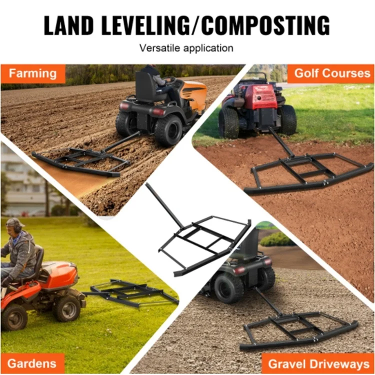 Tow Behind Drag Harrow Driveway Grader Compatible with ATV UTV Garden Lawn Tractor Adjustable Center Bars