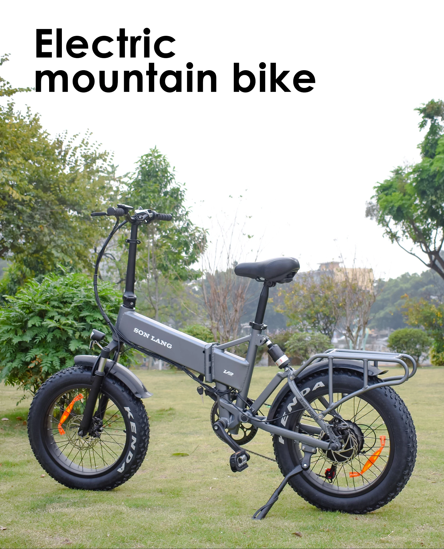 SONGLANG Electric Mountain Bike 48V Fat Tire Electric Bike Mid Drive 6 Speed Folding E Bike 1000W Powerful Electric Bicycle
