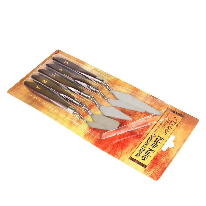 Amazon Hot Sale stainless steel color palette scraper  oil painting knife 5 piece set