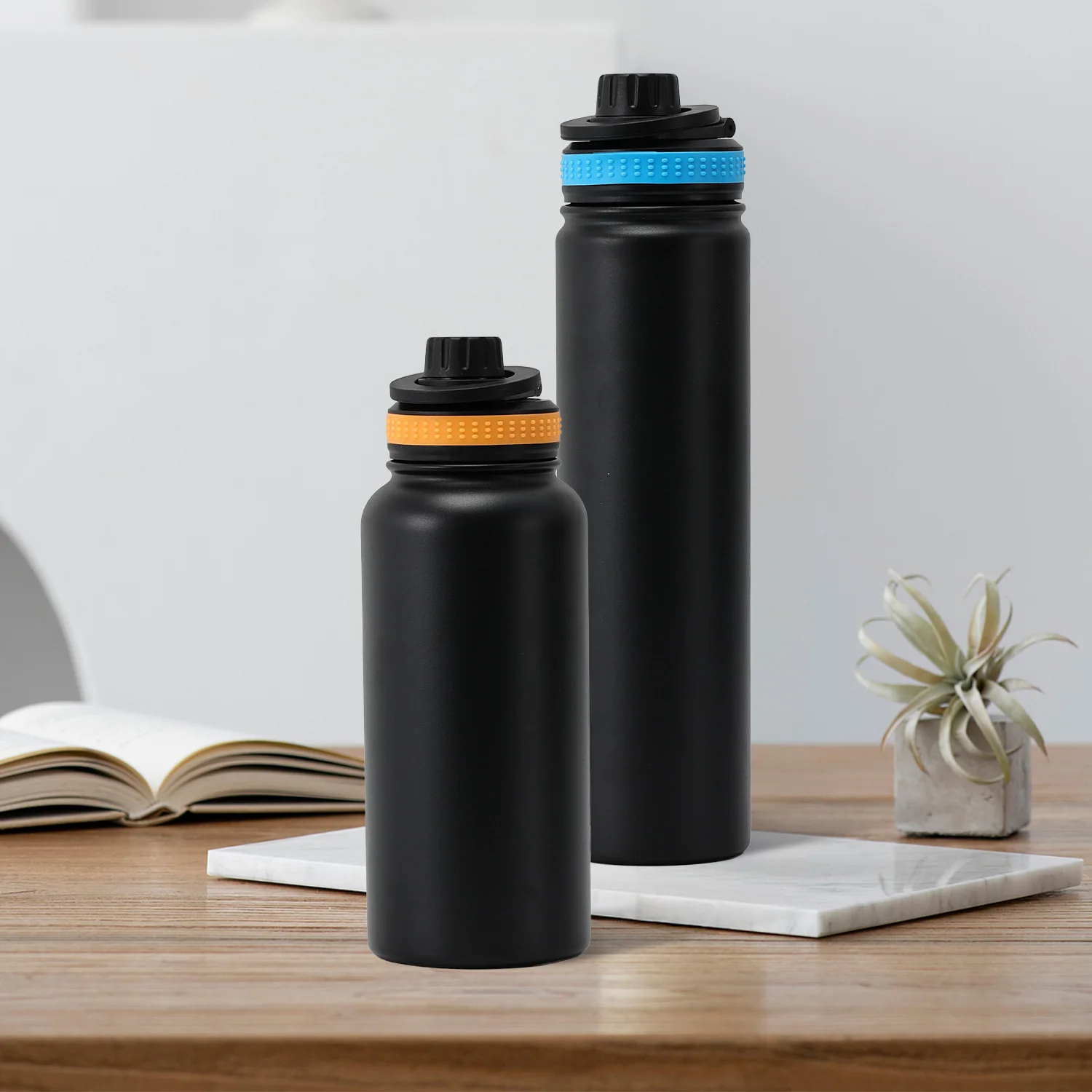 Hot 32oz Vacuum Flask With Spout Lid Thermal Hot & Cold Blue Water Bottle Wide Mouth BPA Free Sport Travel Water Bottle