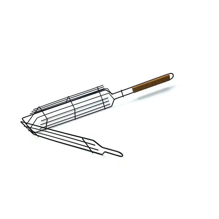 Non-stick Portable BBQ Kabob charcoal Metal bbq Corn Basket vegetables grill Flip Grill Jumbo Shrimps Grilling Net