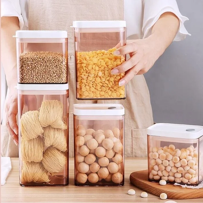 Wholesales Plastic Leakproof Pasta Sealed Canister Cereal Storage Box Candy Airtight Storage Container Set
