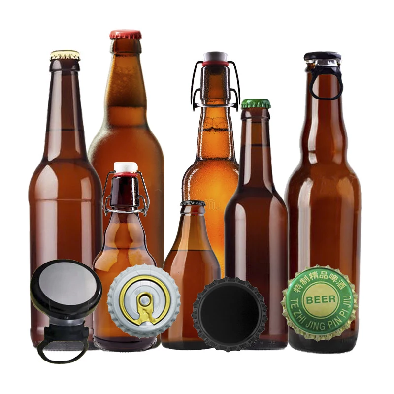 Factory Wholesale OEM Champagne Alcohol Whisky Drinking Liquid Beverage ES113 Empty Beer Bottles with Crown Cap
