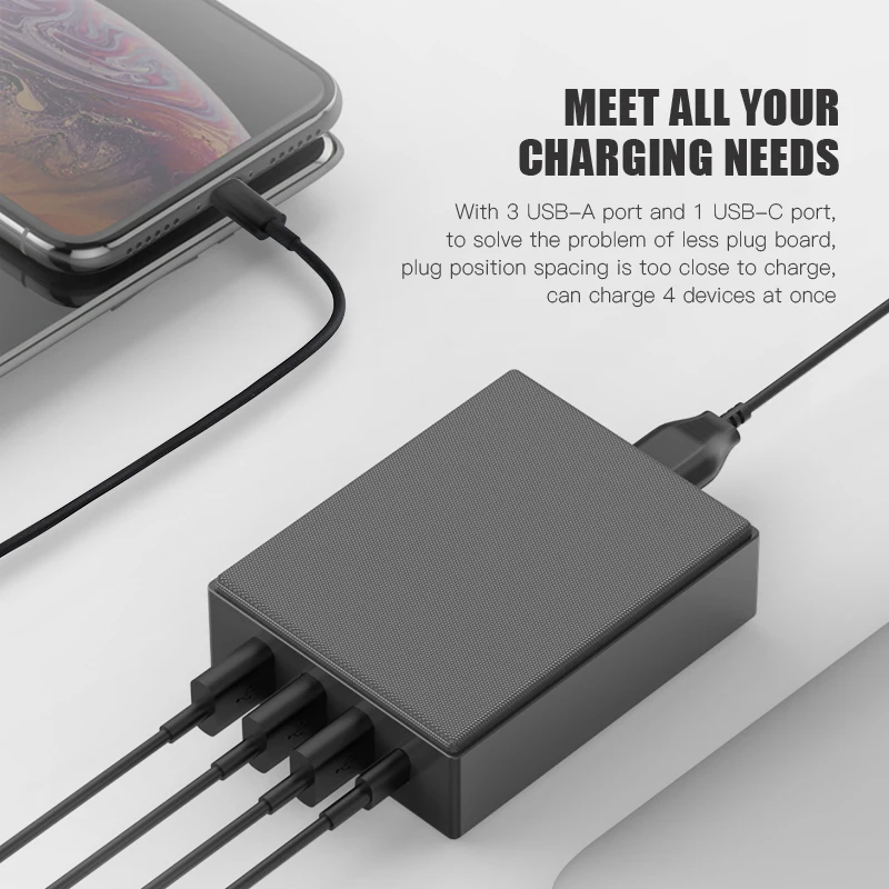 
WST New arrival 45w fast charging smart mobile phone 4 port USB desktop charger for tablet 