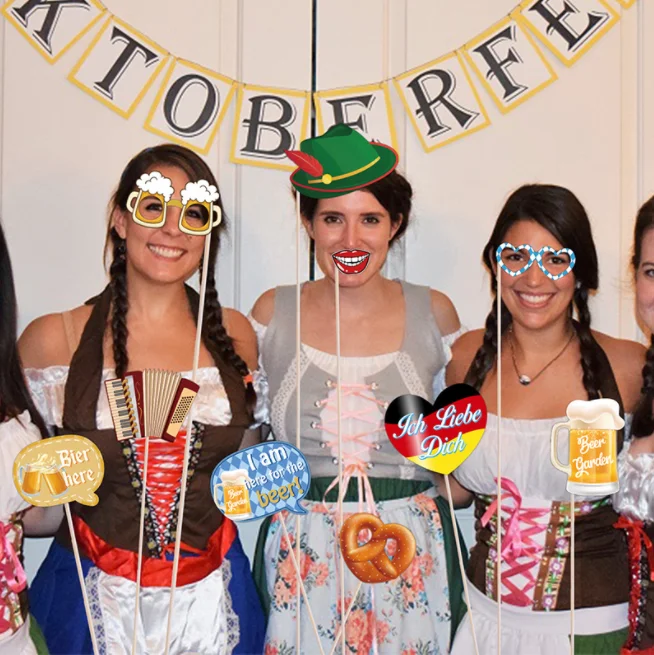 Happy Oktoberfest party photography photo props banners Sign glasses set for Oktoberfest German Octoberfest party decor supplies