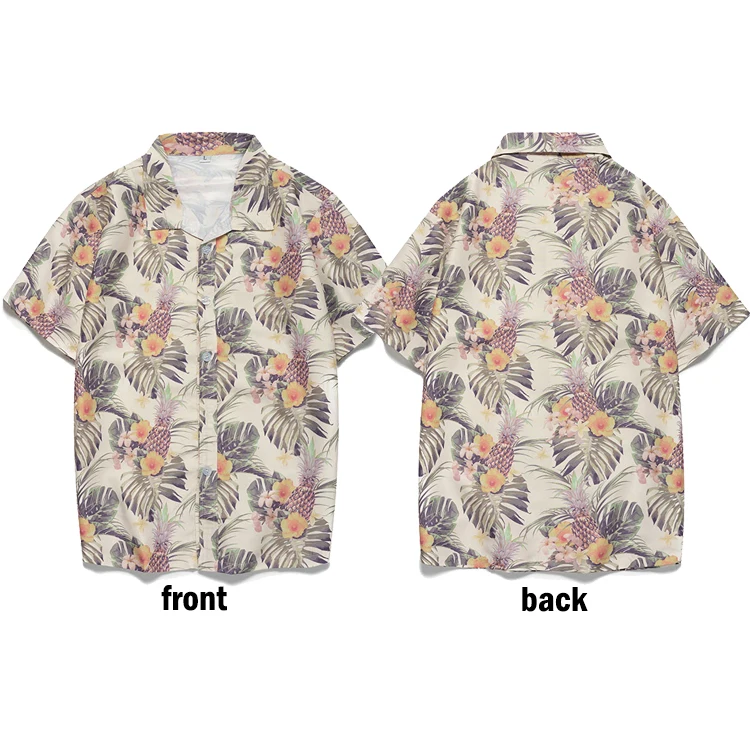 2023 new arrival mens plus size hawaiian shirts wholesale custom Tropical floral printing casual beach shirts resort wear