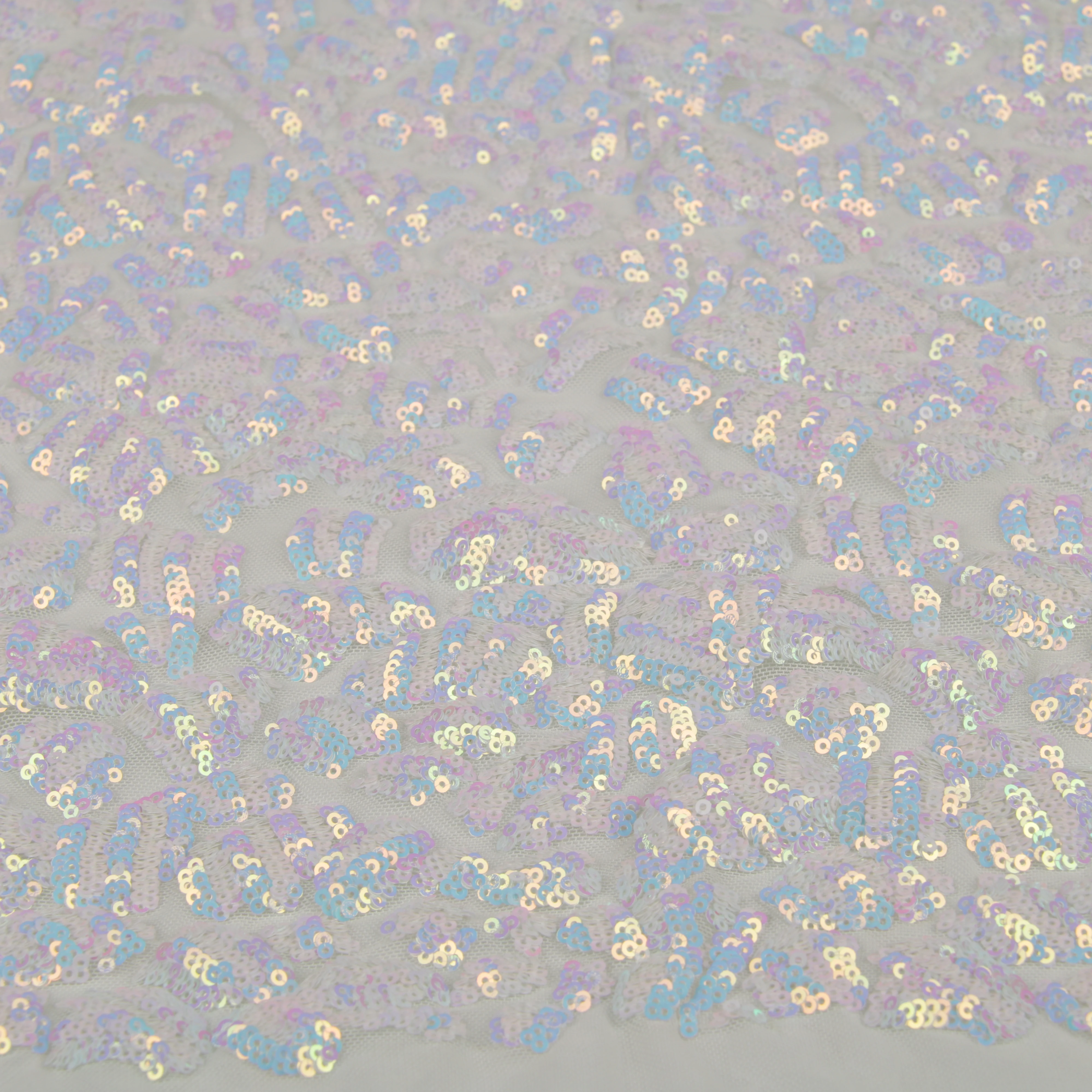 High Quality white glitter Fancy Sequin Embroidery Mesh French African Lace Fabric For Formal Dress Abaya Dubai