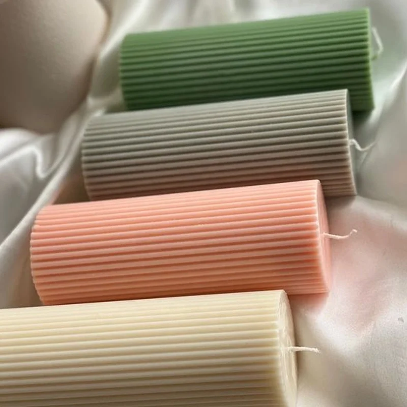 5/10/15/20cm Round Ribbed Pillar Candle