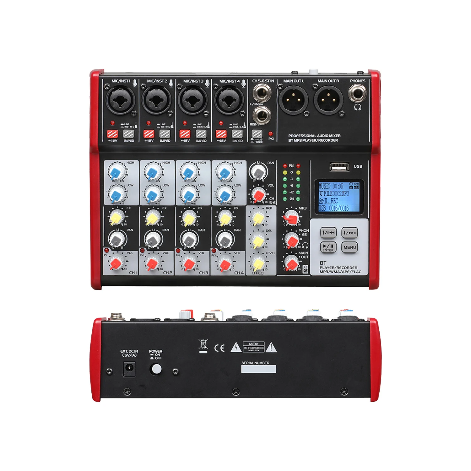 2022 Wholesale Changeable Sound Card OEM High Quality USB Type  Audio Mixer  MES6 6ch mini audio mixer with