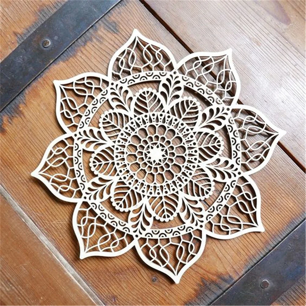 OEM Factory Mandala ideas laser cutting and engraving unfinished wood Mandala designs /crafts for Home wall decor
