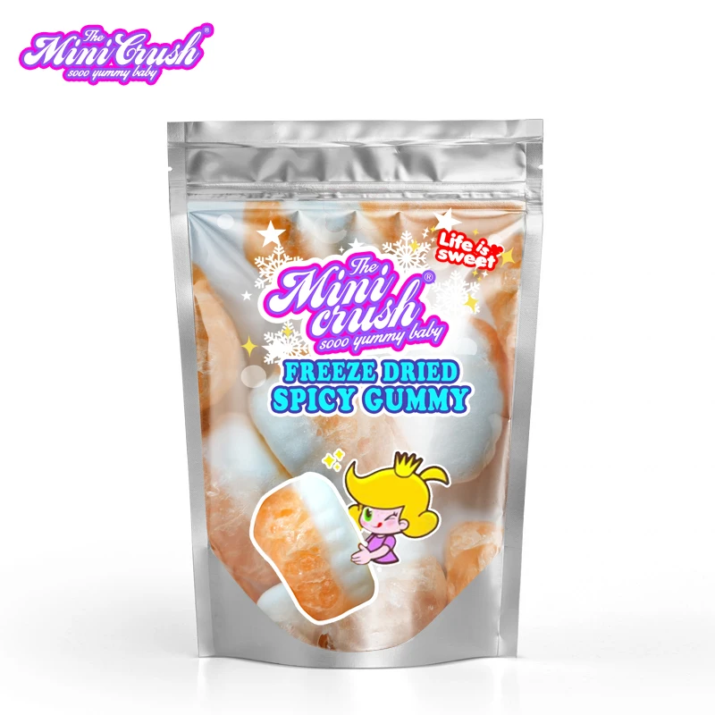 chinese gummy candy manufacturers wholesale New fruity candy sweet Freeze dried spicy gummy orange candies