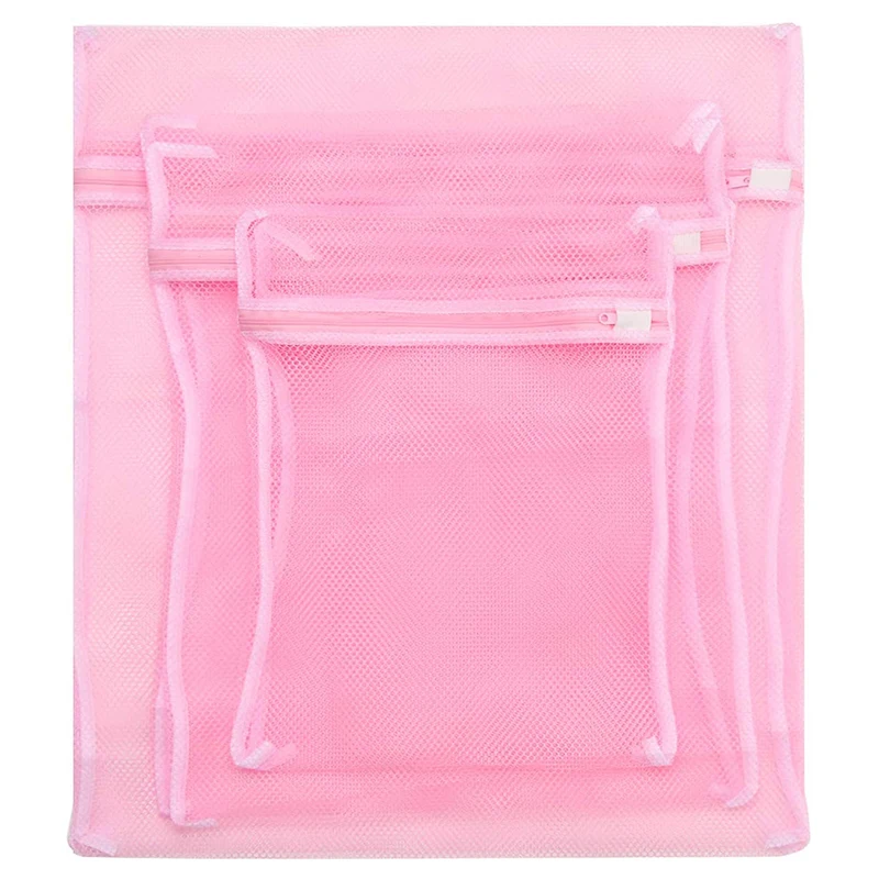 Machine Washable Polyester Lingerie Cloth Bra Zipper Storage Pouches Mesh Laundry Washing Bags Set