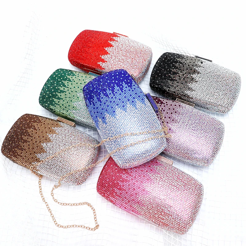 2023 multi designs colors ladies crystal clutch purse bags bling crystals wedding  purses party luxury women clutch hand bag