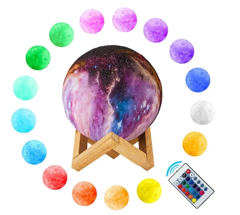 
Rechargeable LED Night Light 3D Print Starry Sky Magic Star Moon Galaxy Lamp Colorful 16 Colors Change Touch Switch Space lamp 