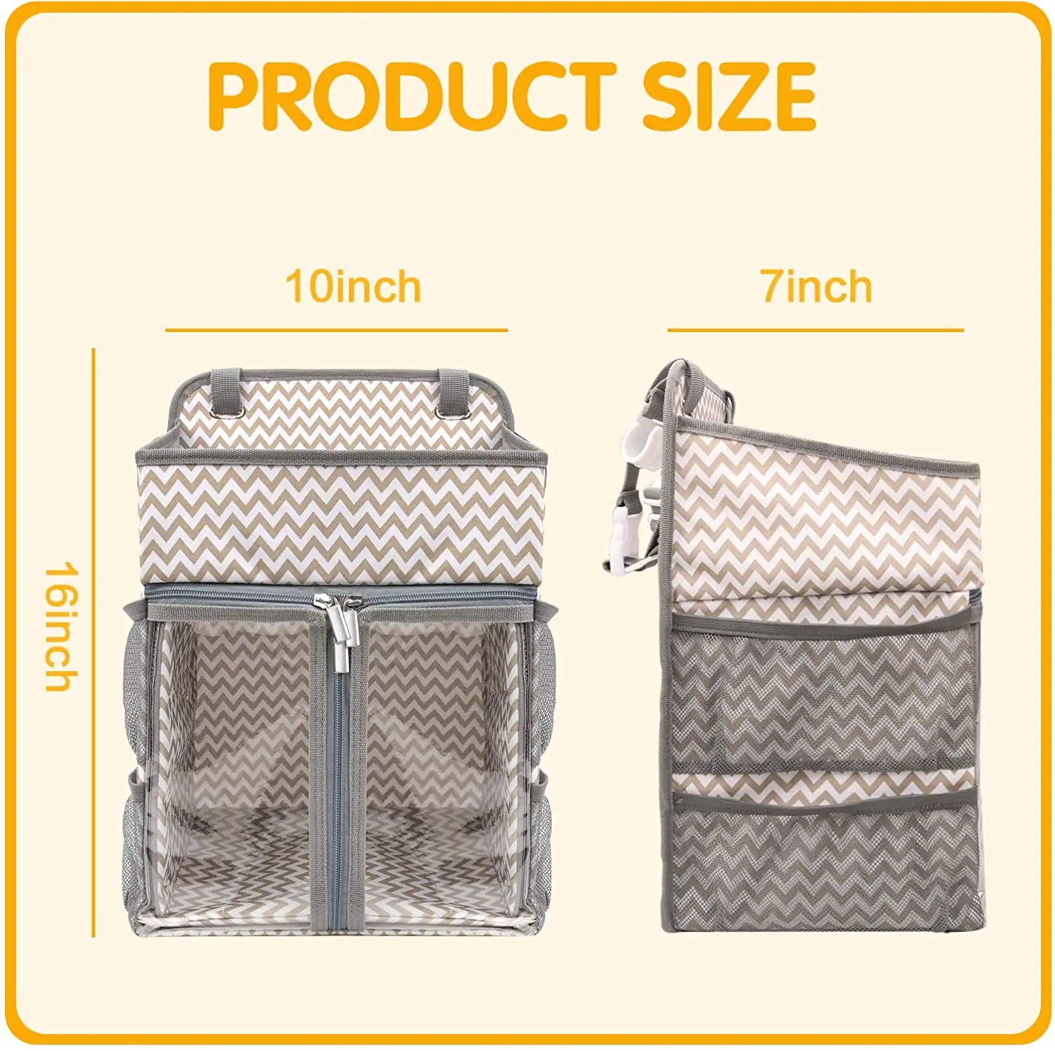 
Large Capacity Waterproof Nursery Storage Organizer Hanging Baby Diaper Organizer Bag 