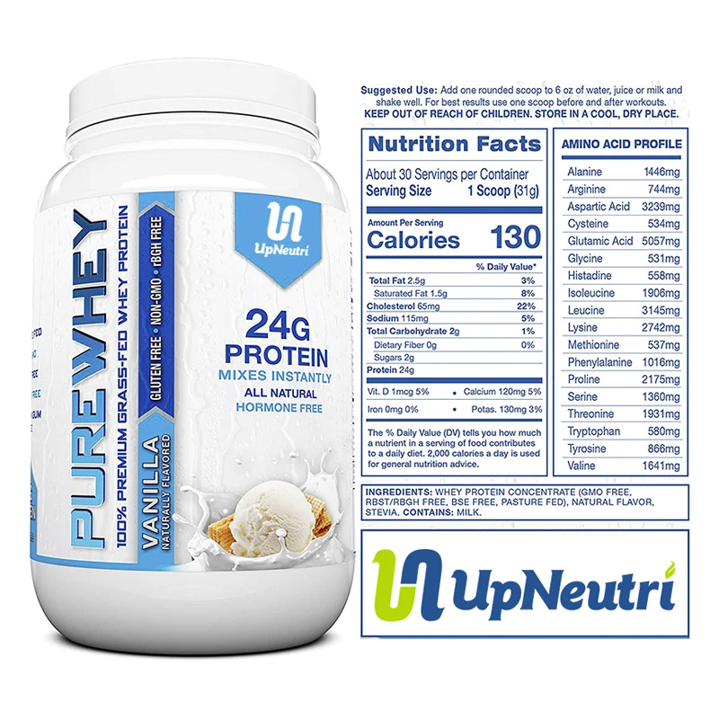 Whey Protein 100% Natural plastic shaker Protein supplement no added sugar with private label OEM/ODM