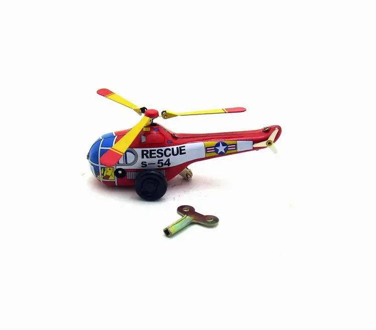 Rescue Helicopter Tin Toy Wind Up Bathroom Decoration