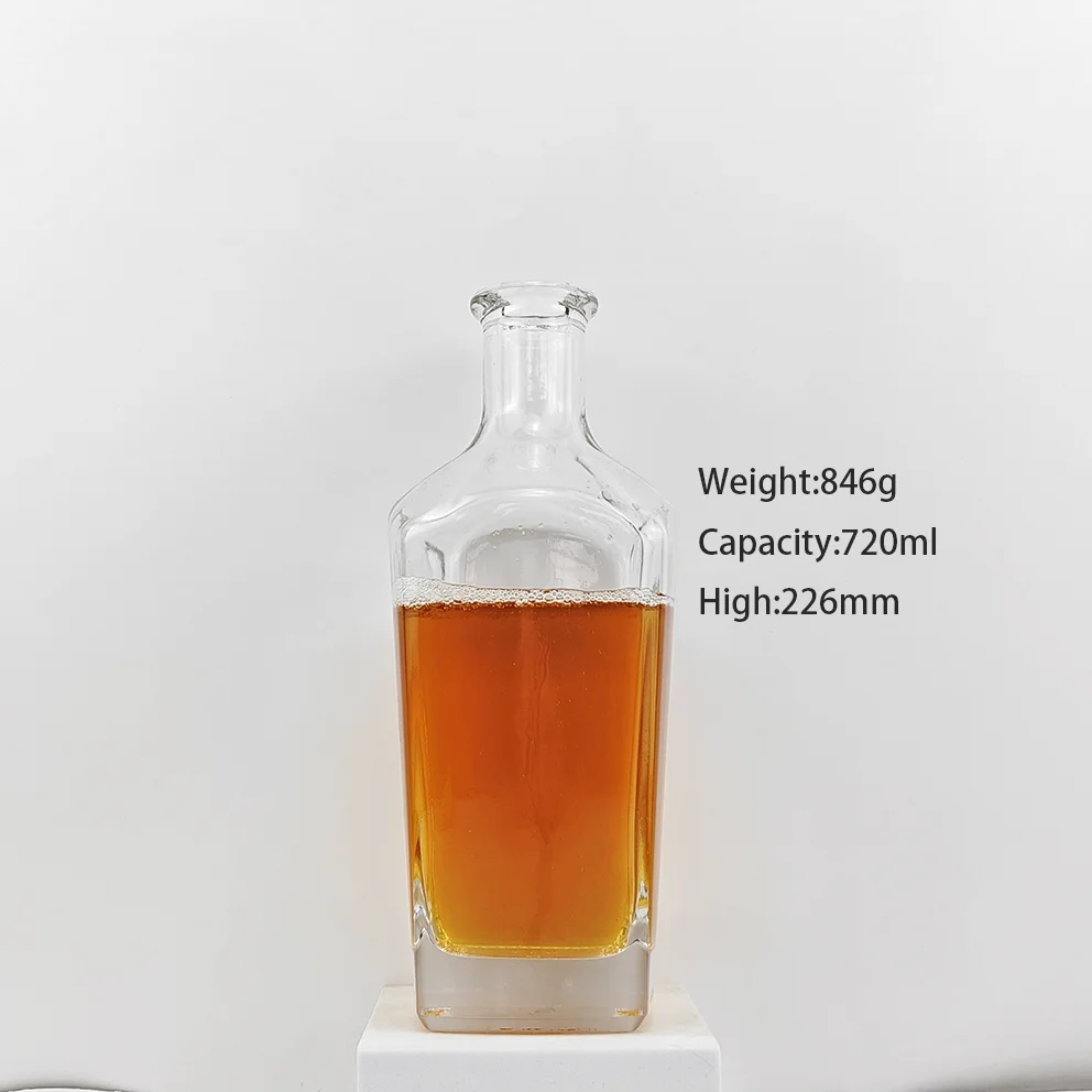 Proper Price Top Quality 700ML Square Transparent High White Glass Bottle for whiskey tequila