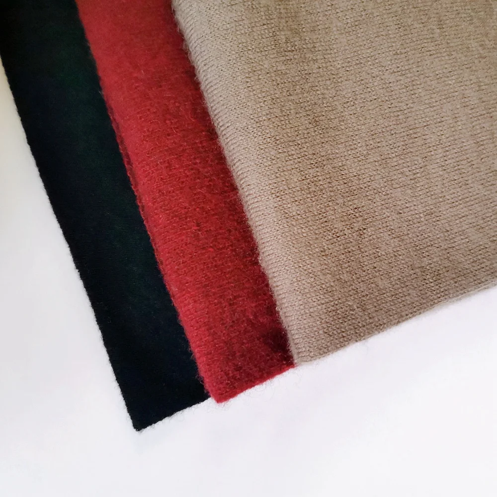 Luxury raw material 100%  pure Cashmere jersey fleece fabric knitting textile fabric for clothing home textile