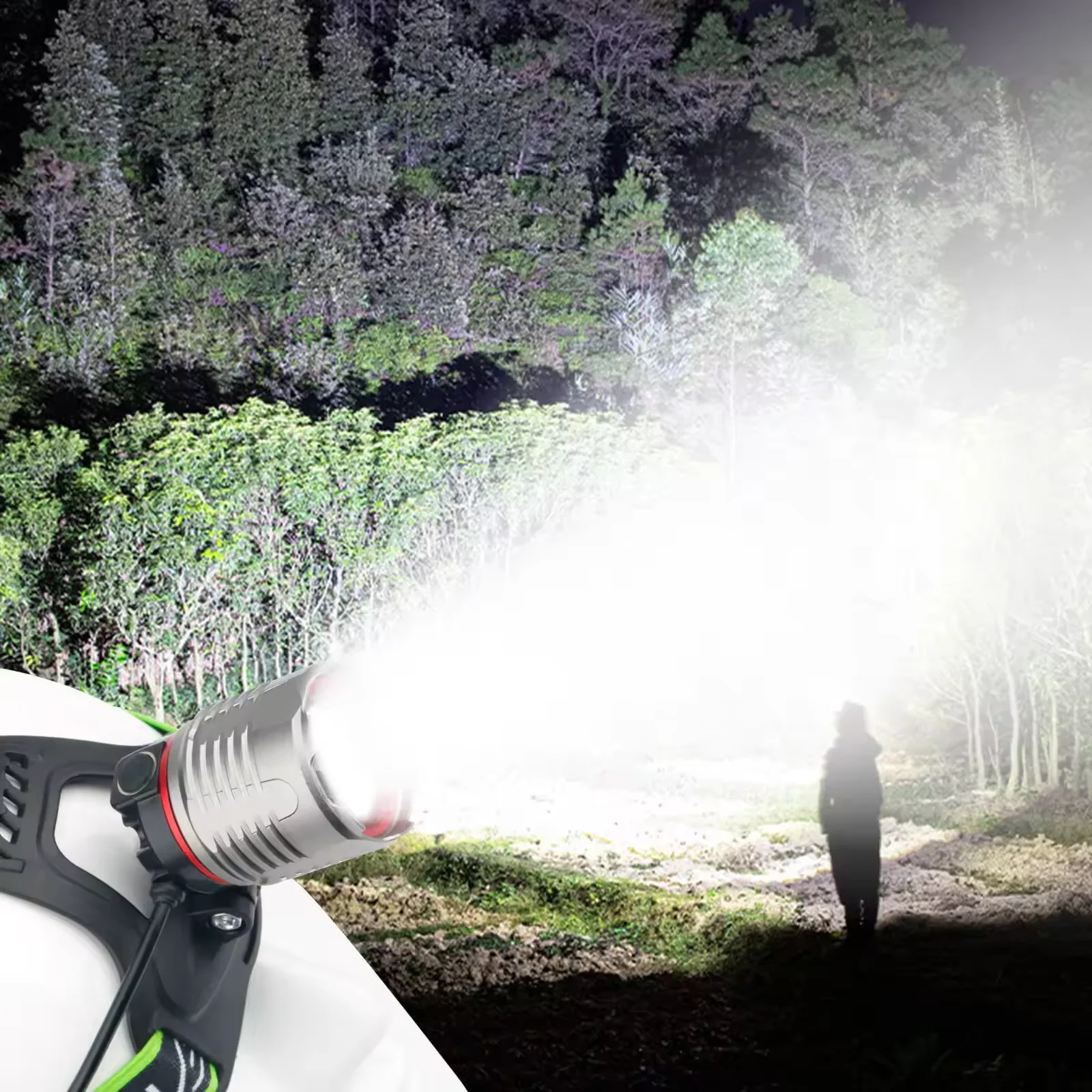 Aluminum Alloy Rechargeable Zoom Headlamp with USB Rechargeable Waterproof Headlight  For Outdoor Running Climbing Hunting