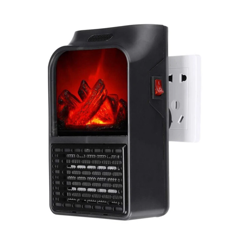 900W Indoor Household Flame Heater EU 220V Mini Convenient Remote Control Heater Office