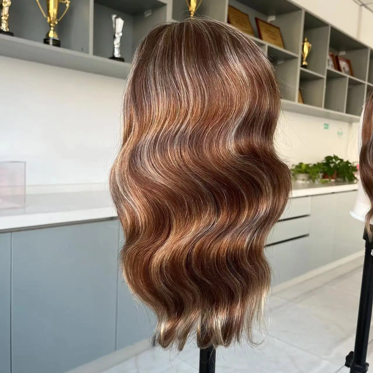 7 by 8 inch monofilament base 12 inch double drawn grade brown balayage color virgin human remy hair for women