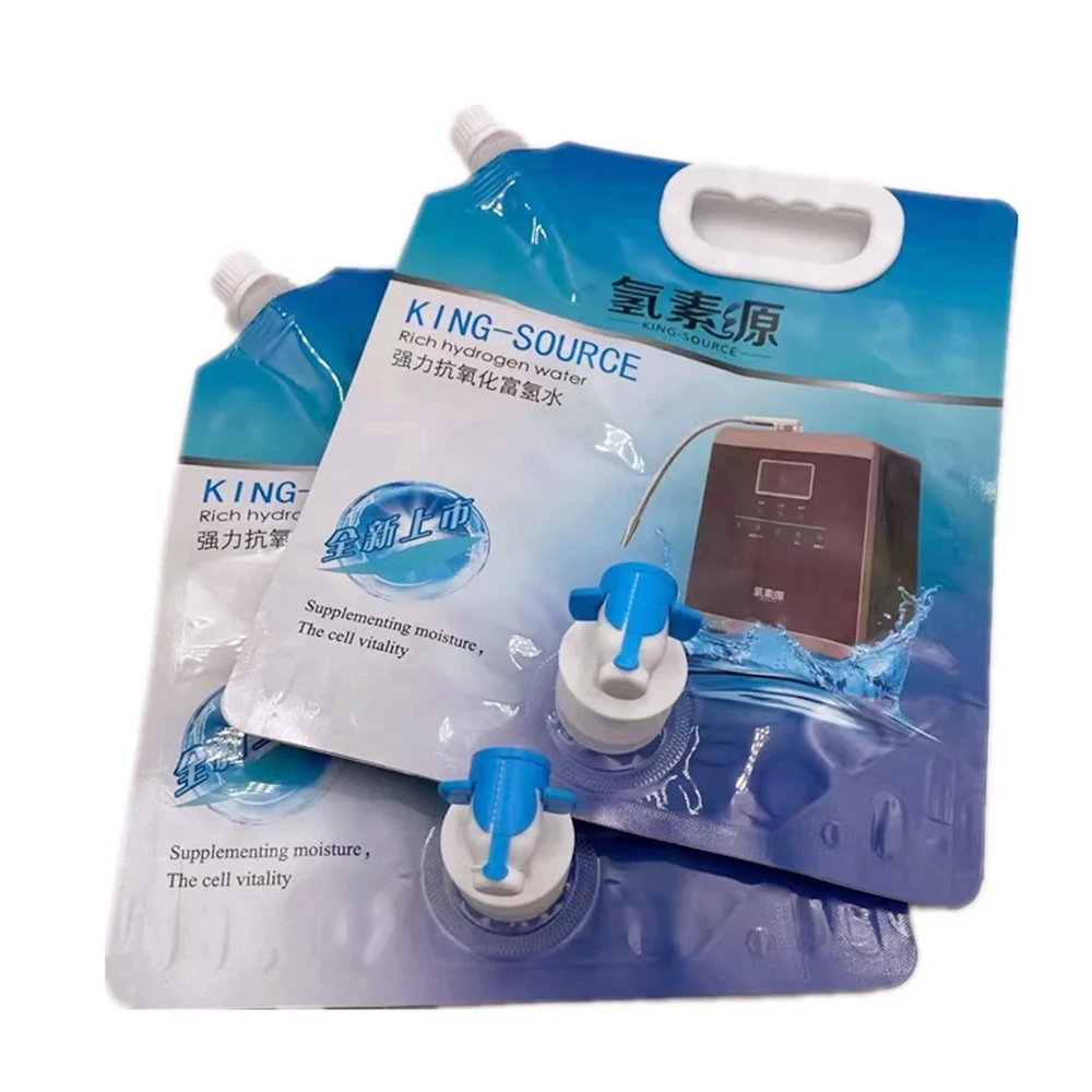 Custom transparent reusable two caps plastic liquid packaging spout pouches drink bags