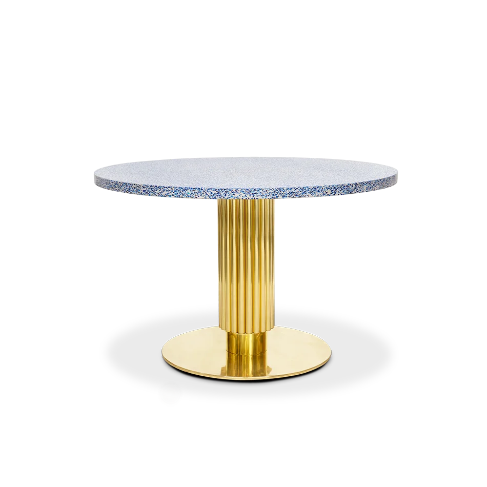 New design hotel cary Terrazzo and polished brass dining table restaurant table furniture