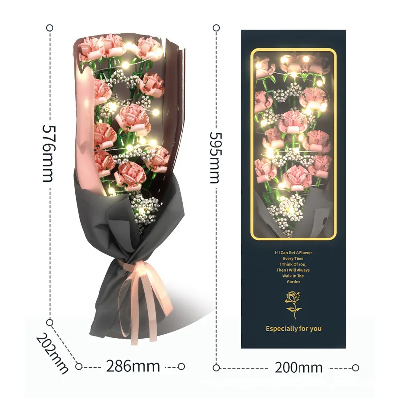 New 2024 Flowers Bouquet Moc Bricks Crystal Rose Sunflower Lily DIY Decoration Model Flower Vase Building Blocks Sets