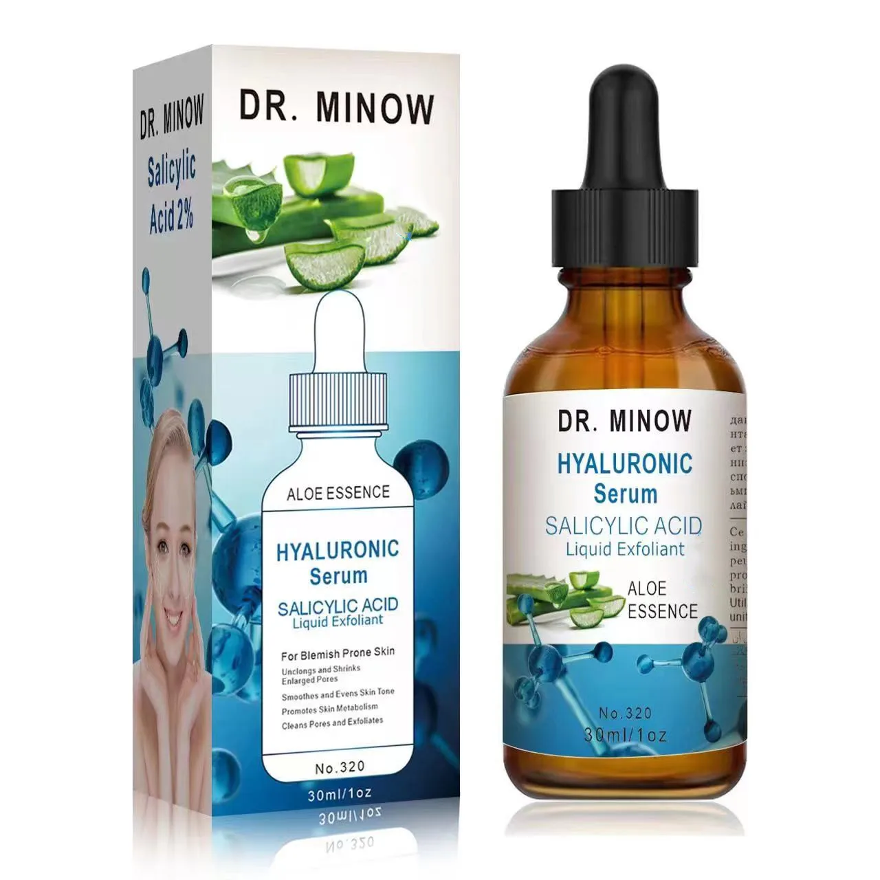 DR.MINOW Best Anti Aging Skin Whitening Lightening Glass Dropper Bottle 30ml Vitamin C Serum OEM For Face Moisturizer
