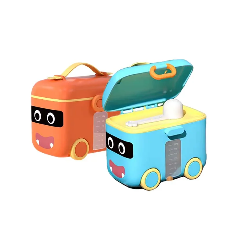 OEM ODM Bulk Silicone Milk Powder Storage Box Container Cartoon Pattern Baby Formula Cup Set for 0-12 Months Free Sample