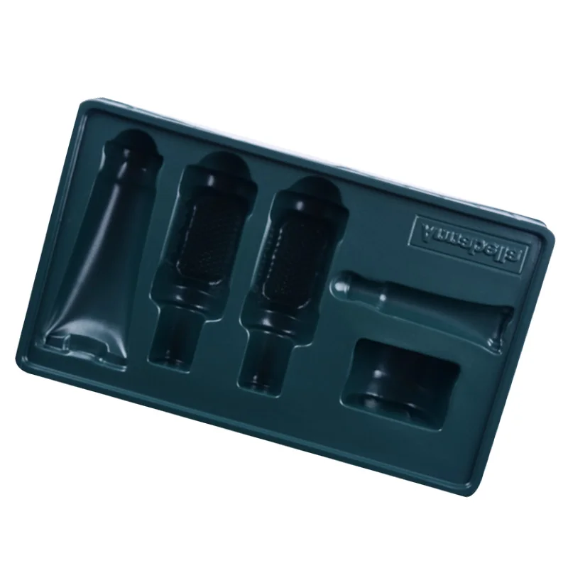 Custom Blister Flock Tray box packaging insert Plastic Thermoformed Trays for gift set pack