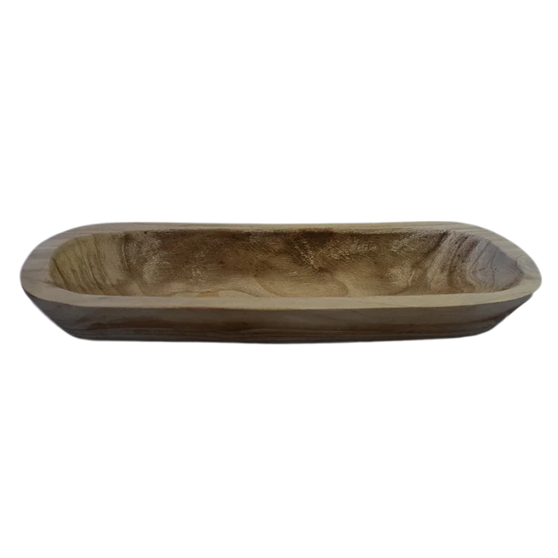 Promotion Wooden Serving Tray Wood Boat Shaped Bowl Handmade Paulownia Wooden Candle Bowls