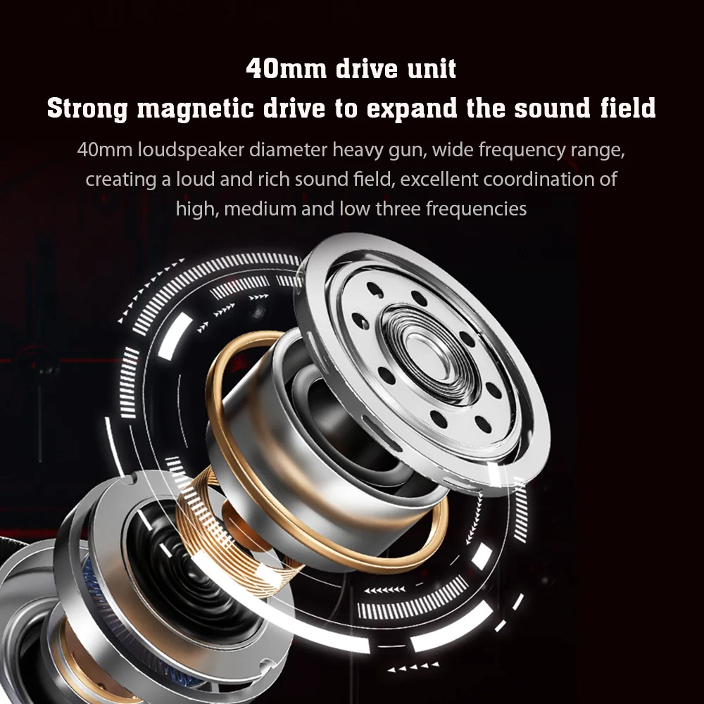 Lenovo Thinkplus TH40 Headphone Gaming headset BT 5.0 HIFI sound quality ANC noise reduction PET diaphragm Music Headset