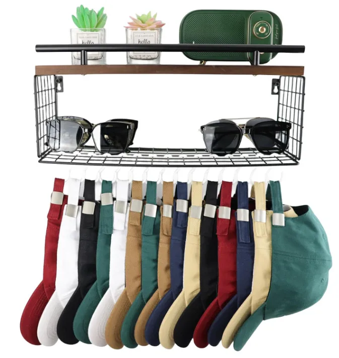 Настенная металлическая полка для шляп деревянная подставка бейсбольной кепки ковбойская