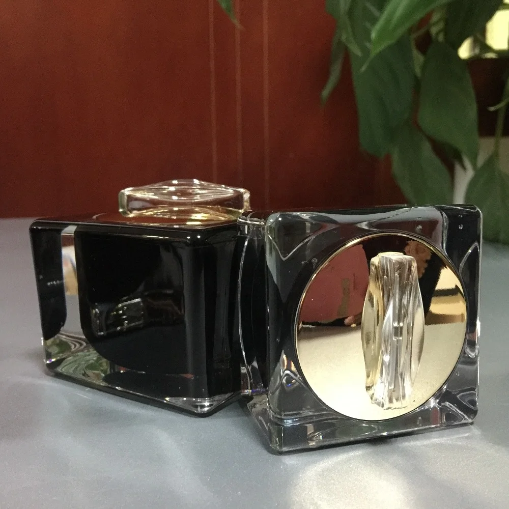 free sample 15g 30g 50g luxury plastic cosmetics square black acrylic cream jar