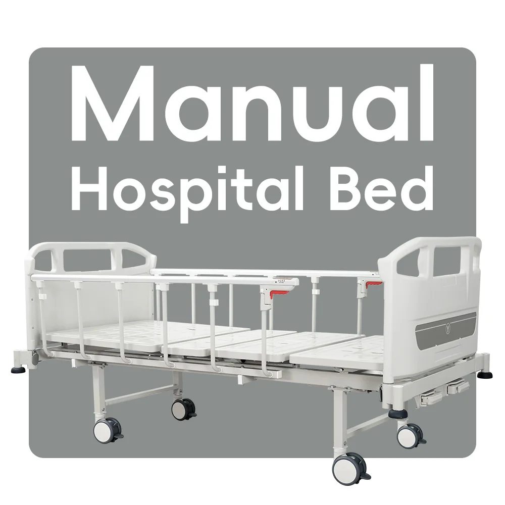 Hot selling ABS head board manual two crank hospital bed for clinic and hospital