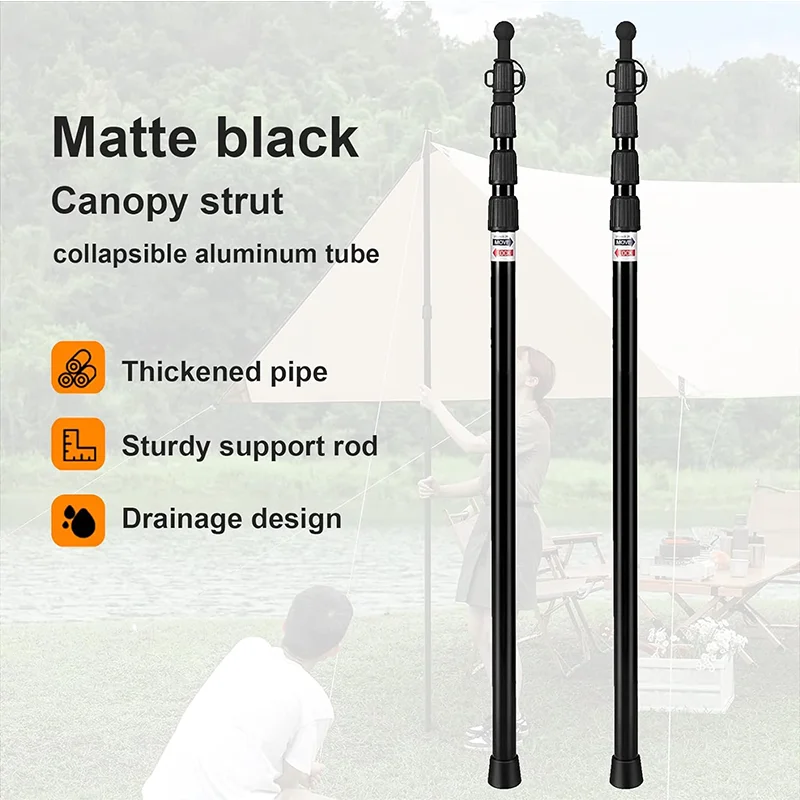 Lightweight Adjustable Tent Poles Adjustable Tarp Tent Poles Telescoping Aluminum Rods Portable Awning Poles