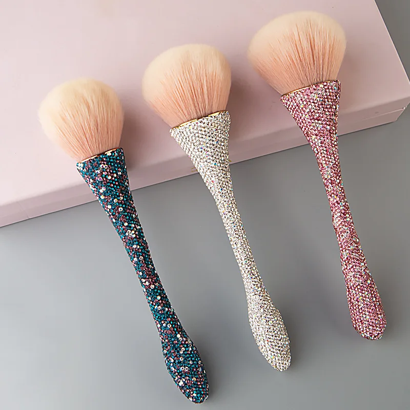 Handmade Luxury Glitter Cosmetic Tools Kit Crystal Diamond Foundation Makeup brush Set with Rhinestones