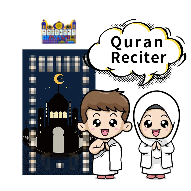 Islamic Gift Custom Design smart Interactive prayer rug Islam Muslim Carpet Kids Prayer Mat Educational Prayer Mat  For Muslim