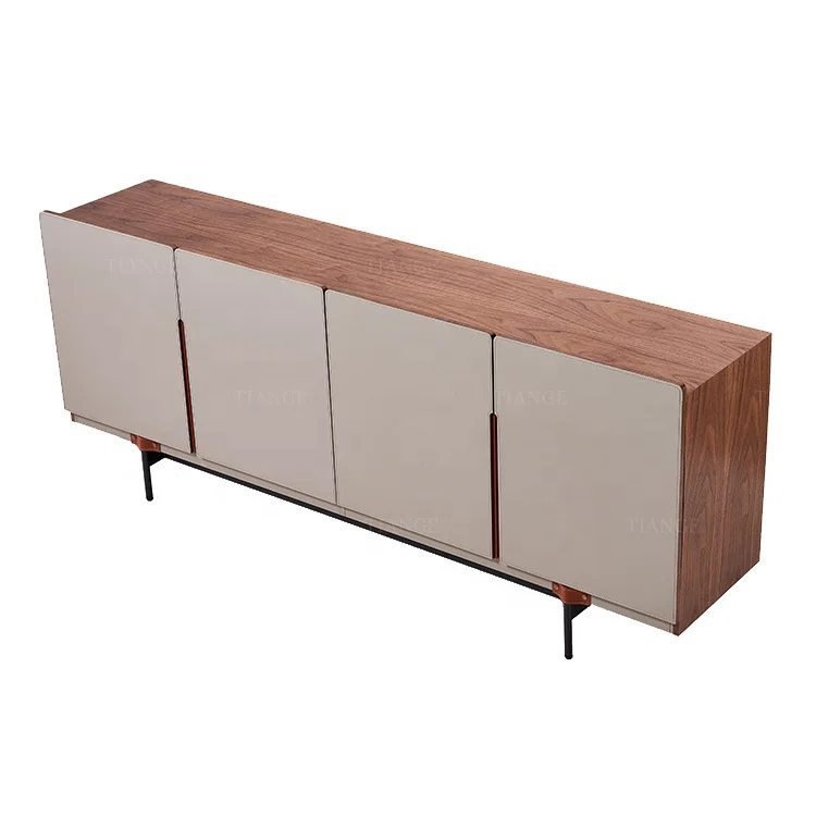Wholesale Living Room Furniture Luxury Modern Wood Veneer Storage Cabinet Metal Leg Buffet Sideboard Cabinet with 4 doors