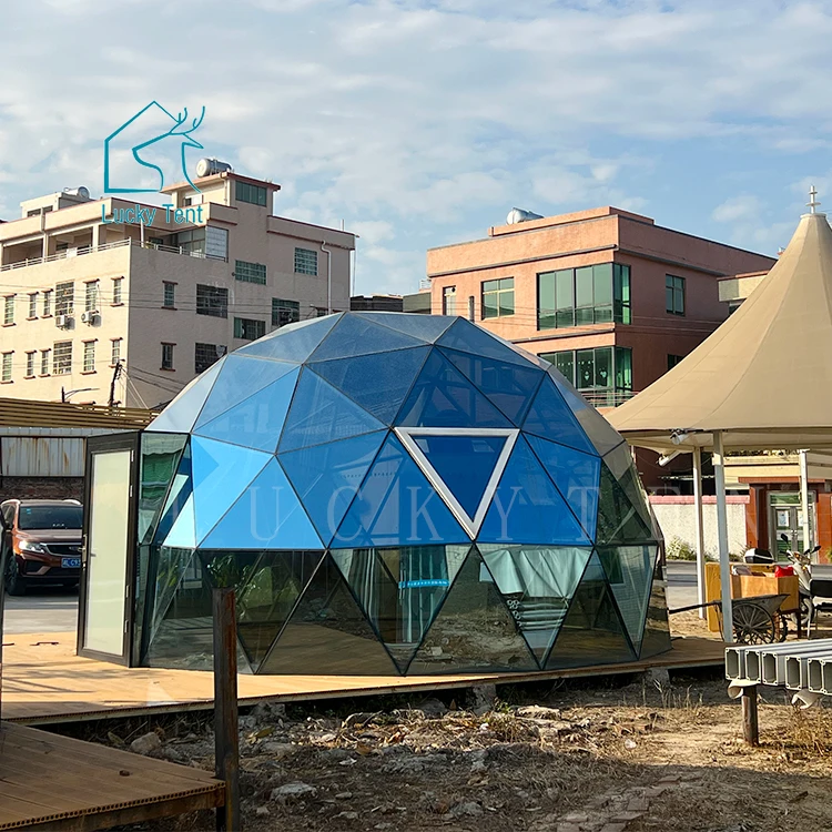 Outdoor Glamping Clear Igloo House 6m Glass Dome Tent With Base for Campsite and Resort Hotel