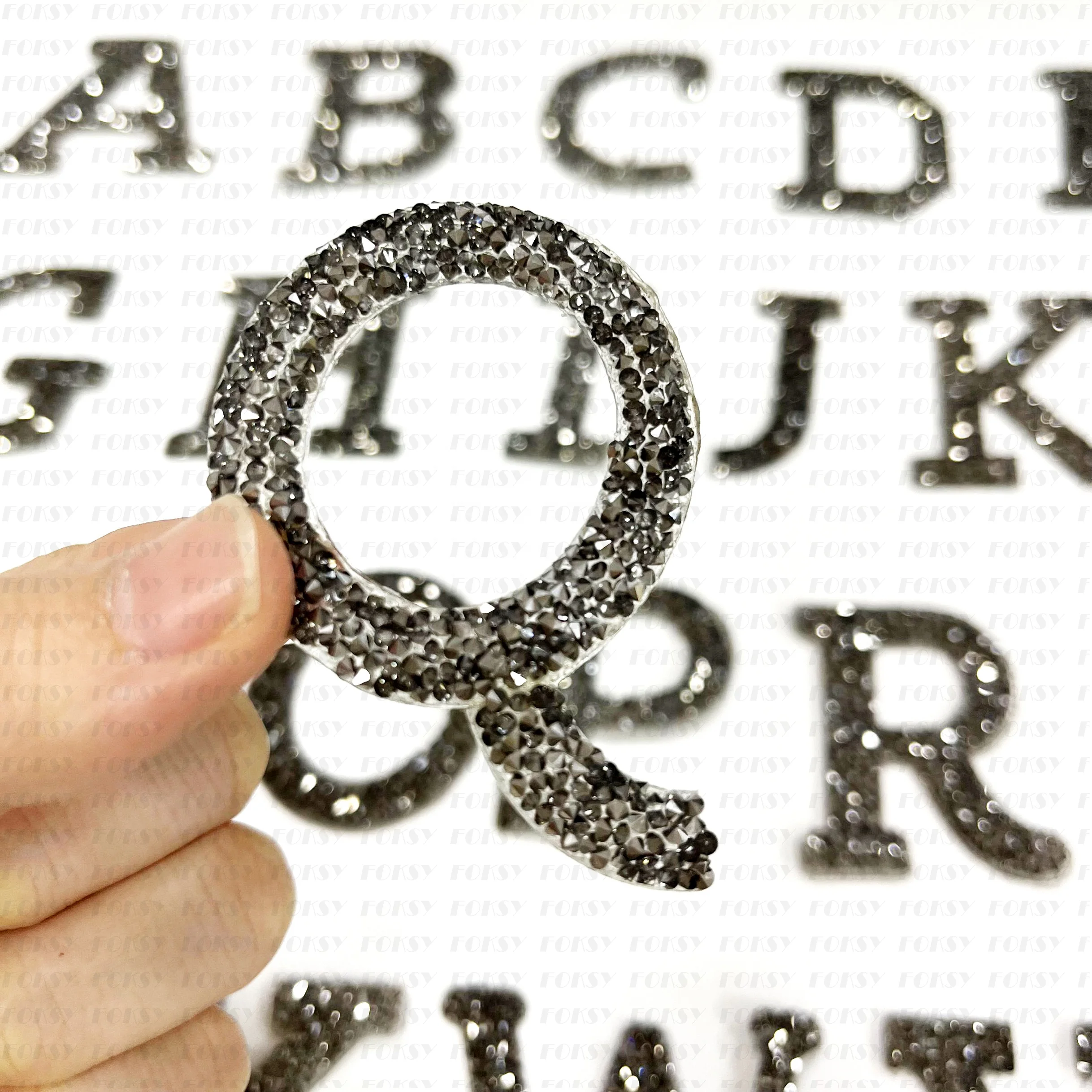 Hot New Design Custom Logo Hotfix 3D Alphabet Rhinestone Applique Letter Iron On Transfer Beaded Patches