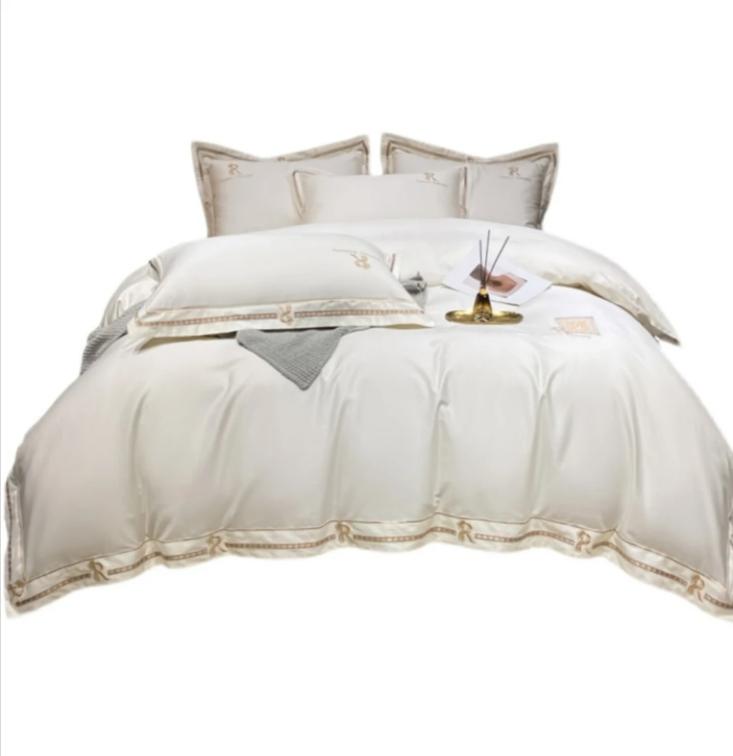 Легкая роскошная кровать из 120 хлопка с длинным степлением, набор из четырех предметов, чистый хлопок высокого качества, весна-лето