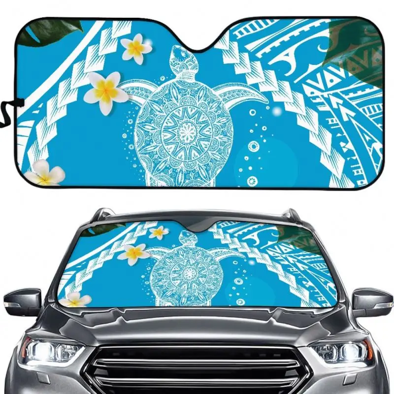 New Promotional Car Sunshade Turtle Polynesian Tribal Blue Style Portable Parking UV Window Car Sun Shade Foldable Windshield