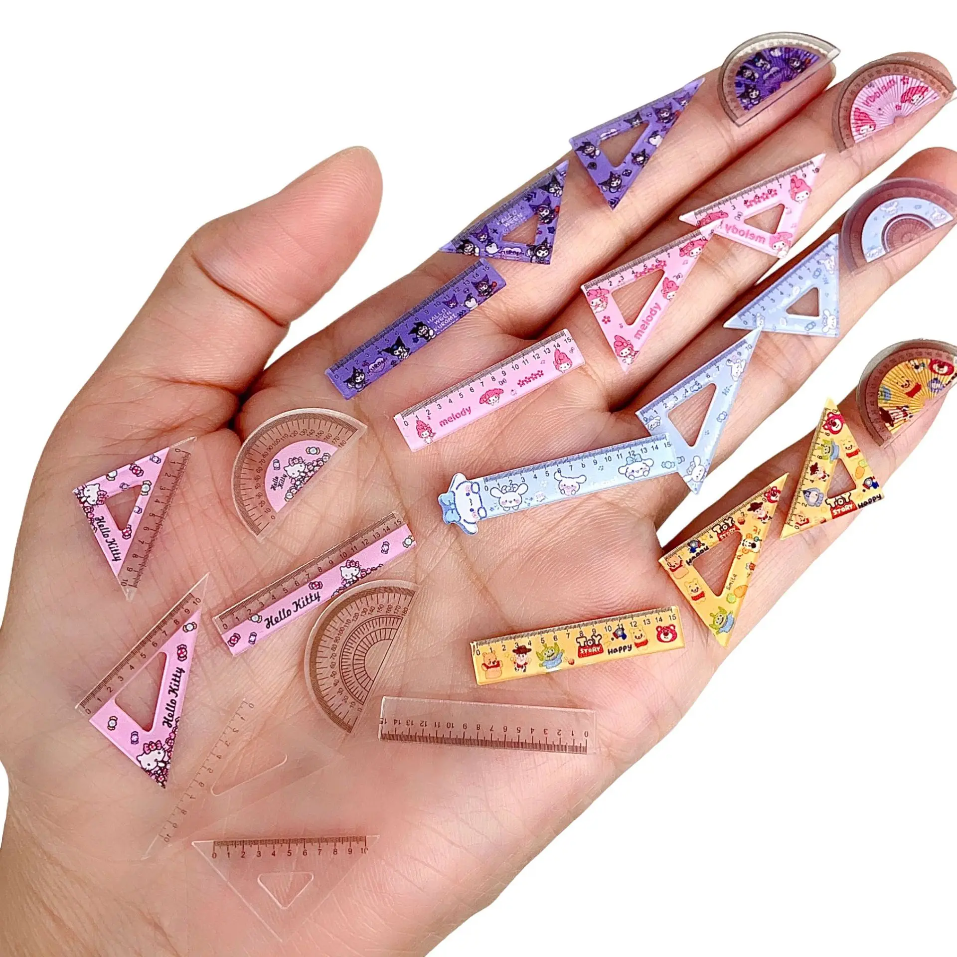 (1 set=4 pcs) Dollhouse miniature Mini Ruler Triangle ruler Protractor elf doll learning accessories for doll house decoration