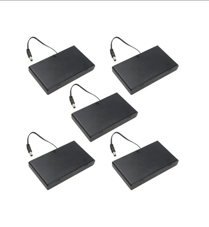 2.1x5.5mm With DC Male Connector plug Or Wire Leads 8*AA 12V battery holder case box with on/off switch and cover